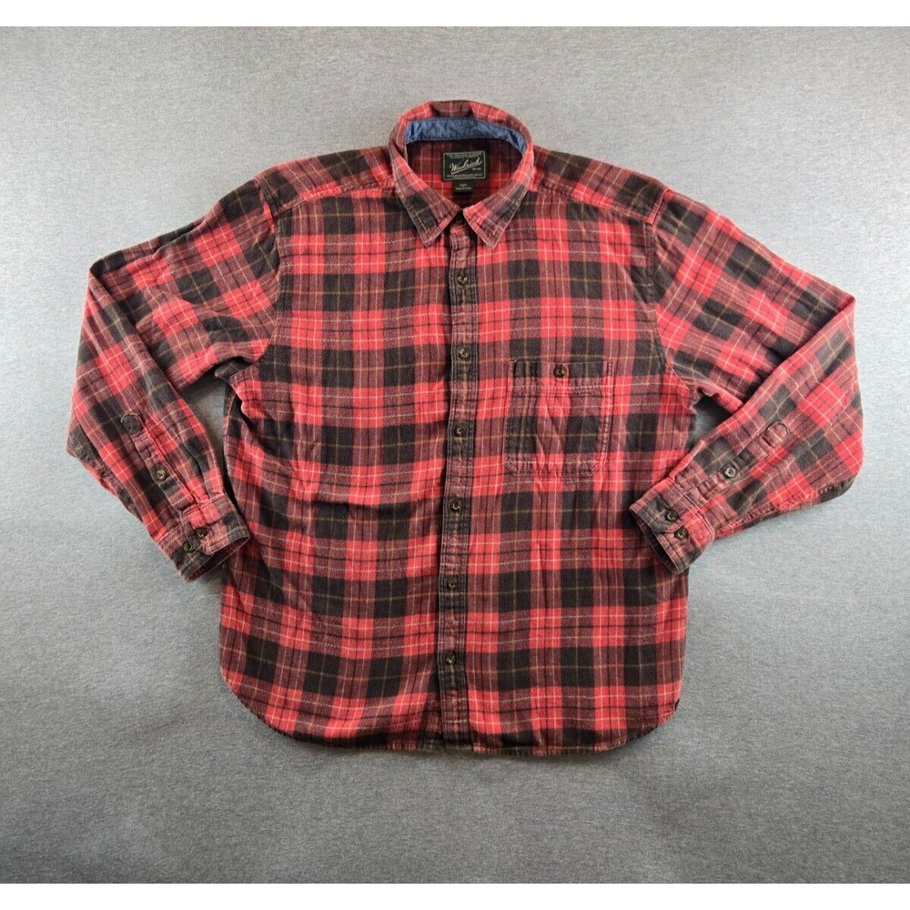 Woolrich Men's Long Sleeve Flannel Plaid Lava‎ Twist Button-Down 6280 Size XL
